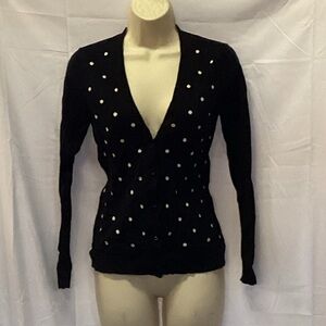 Loft Button Up Polka Dot Cardigan